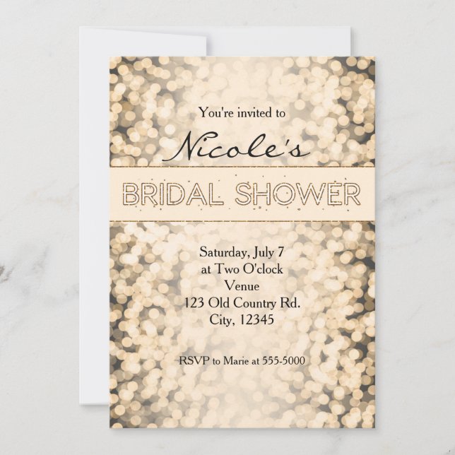 Gold Sparkling Lights BRIDAL SHOWER Invitations (Front)
