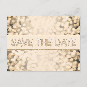 Gold Sparkling Lights SAVE THE DATE Glam Postcard