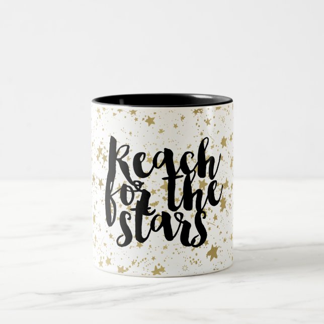 Gold Sparkling Stars Two-Tone Coffee Mug (Center)