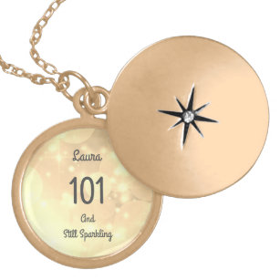 Gold sparkly 101st Birthday Gold Plated Necklace