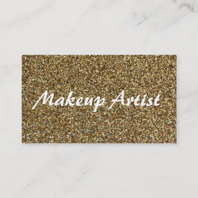 Gold Sparkly Glitter Makeup Artist Business Card (Front)