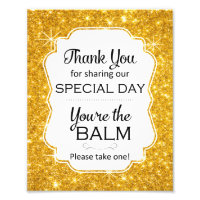 Gold Sparkly Lip Balm Favours Wedding Shower Sign
