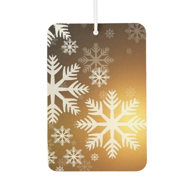 Gold Sparkly Snowflakes Car Air Freshener (Front)