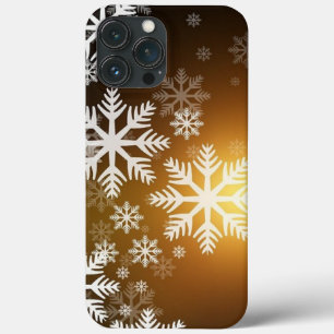 Gold Sparkly Snowflakes iPhone 13 Pro Max Case