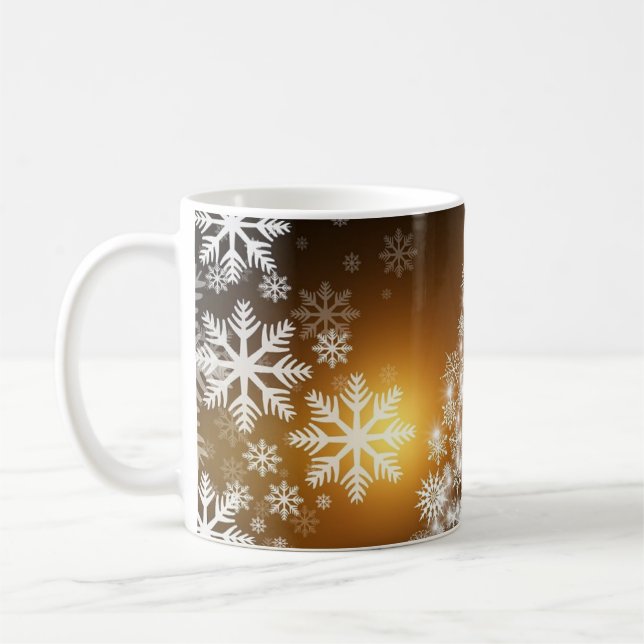 Gold Sparkly Snowflakes Case-Mate iPhone Case Coffee Mug (Left)