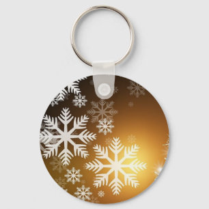 Gold Sparkly Snowflakes Key Ring