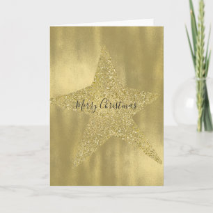 Gold Sparkly Star Holiday Card