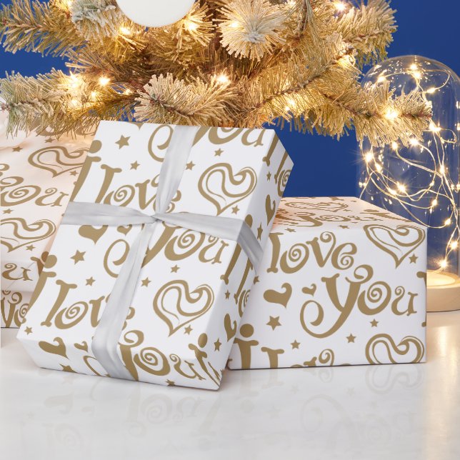 Gold Special Occasion I Love You Wrapping Paper (Holidays)