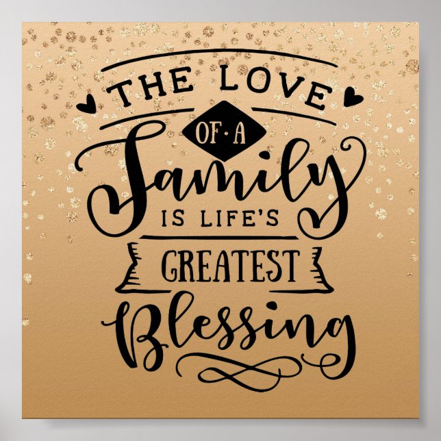 Gold Speckled Inspirational Family Quote Poster (Front)