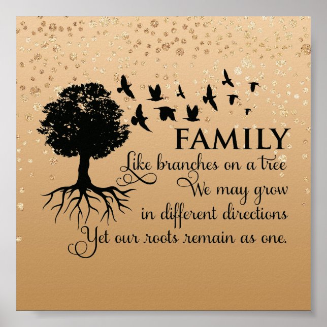 Gold Speckled Inspirational Family Quote Poster (Front)