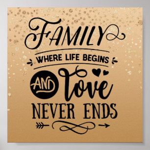 Gold Speckled Inspirational Family Quote Poster