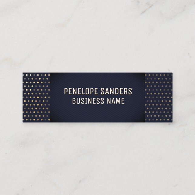 Gold Speckled Pattern | Luxury Dark Blue Mini Business Card (Front)