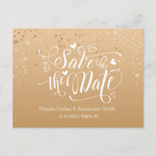 Gold Speckled Save The Date Announcement Postcard
