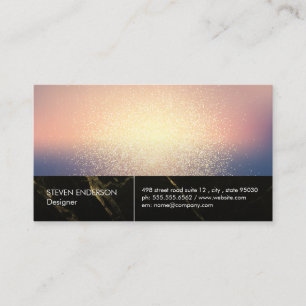 Gold Speckles   Black Marble Trim Business Card
