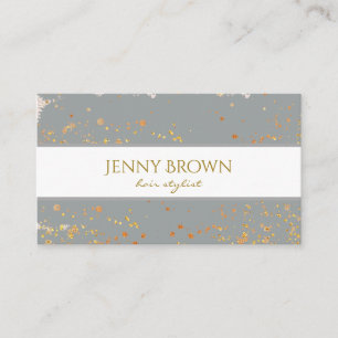 gold speckles grey trendy business card