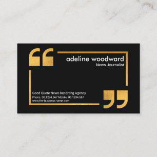 Gold Speech Box Quotation Mark Reporter Journalist Business Card