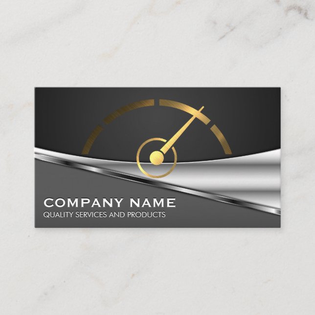 Gold Speedometer Metallic Business Card (Front)