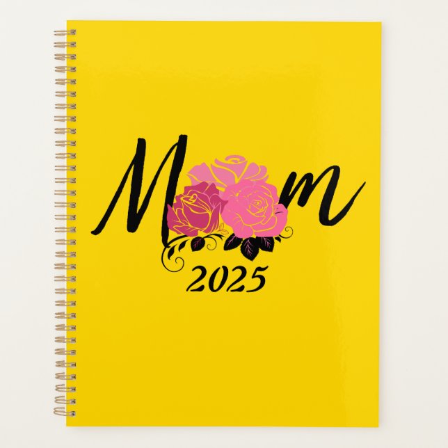 Gold spiral yellow notebook for mum planner (Front)