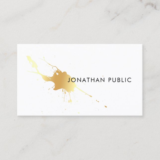 Gold Splash Modern Professional Elegant Template Business Card (Front)