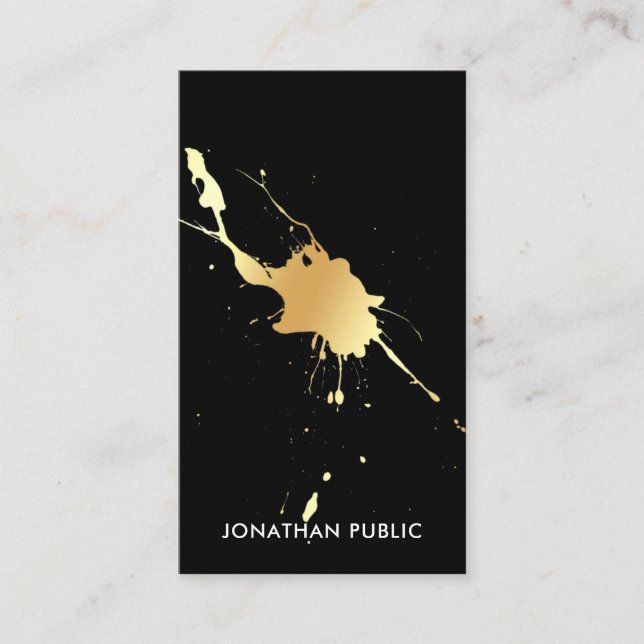 Gold Splash Modern Professional Elegant Template Business Card (Front)