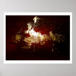 Gold Splash Red Brown Abstract Poster Print
