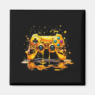 Gold Splash Video Game Controller Golden Gamer Gam Magnet