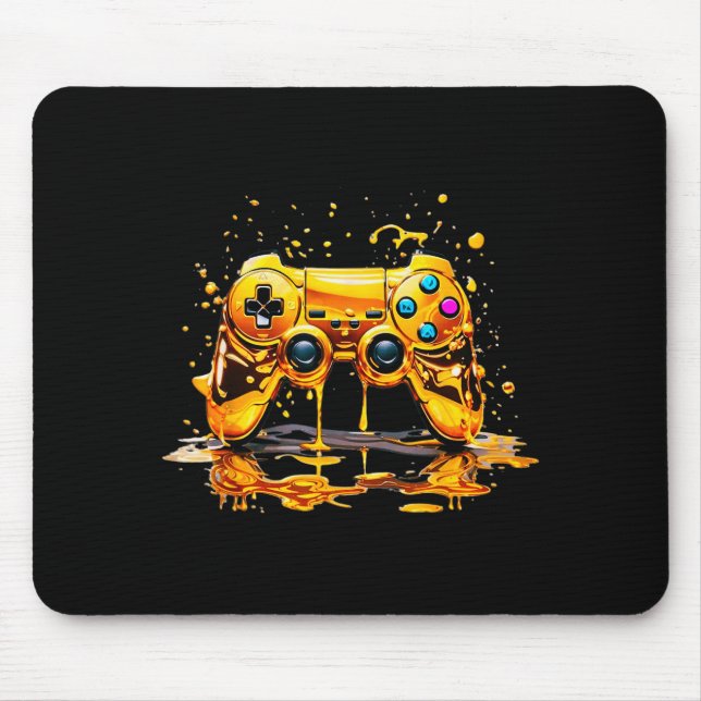 Gold Splash Video Game Controller Golden Gamer Gam Mouse Mat (Front)