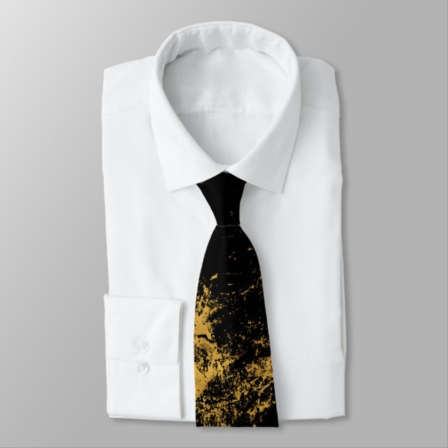 Gold Splashed Black Tie (Tied)
