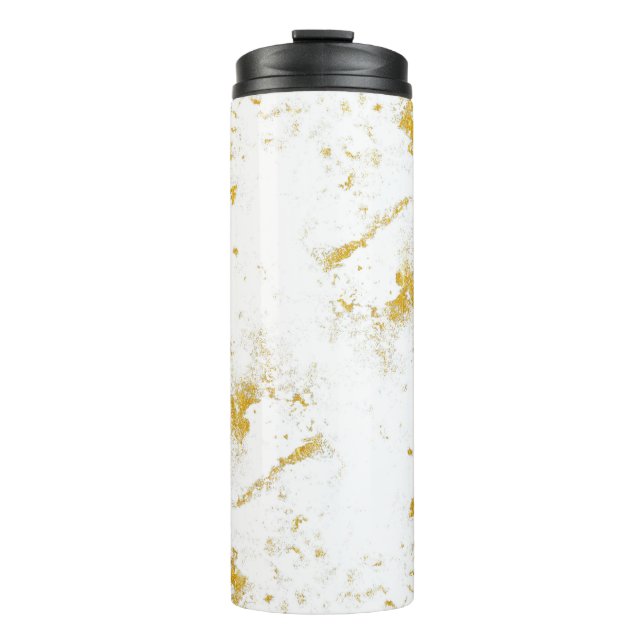 Gold splashes Texture. Brush stroke design element Thermal Tumbler (Front)
