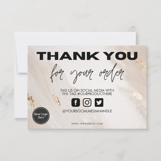 Gold Splatter Beige Thank you Media Insert (Front)