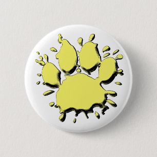 Gold Splatter Dog Paw Drawing 6 Cm Round Badge