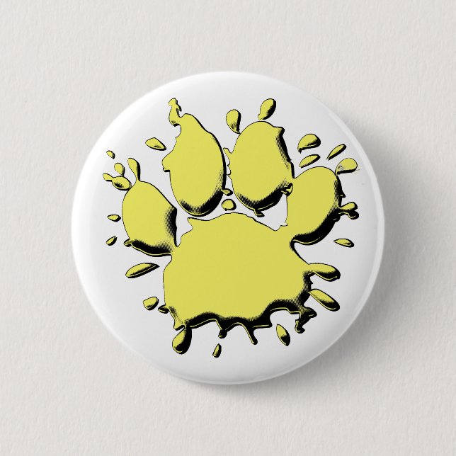 Gold Splatter Dog Paw Drawing 6 Cm Round Badge (Front)