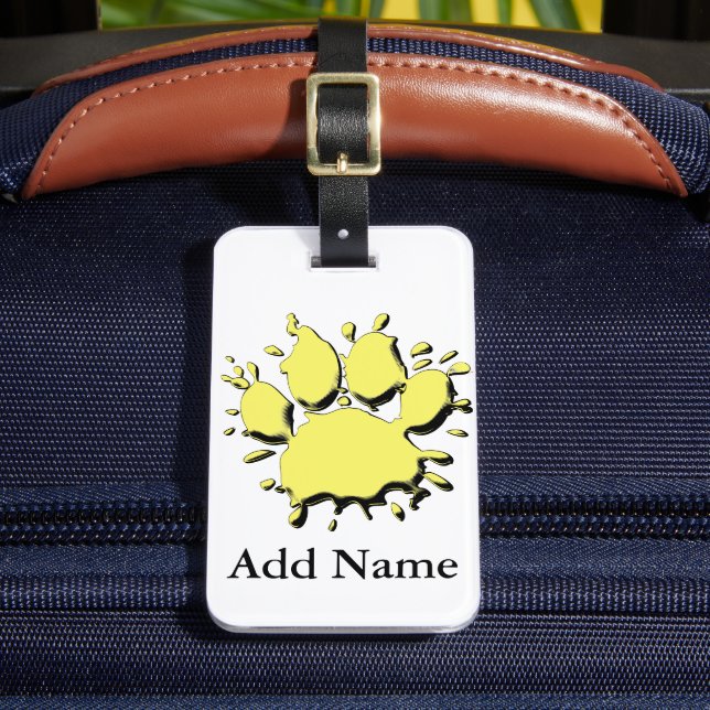 Gold Splatter Dog Paw Drawing Luggage Tag (Front Insitu 2)