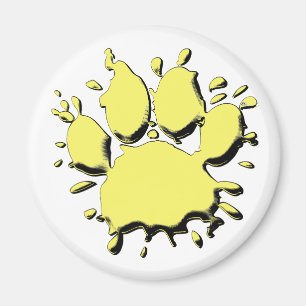 Gold Splatter Dog Paw Drawing Magnet