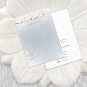 Gold Splatter Grey Watercolor Earring Display   Business Card