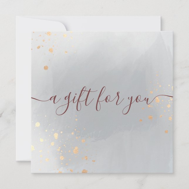Gold Splatter Grey Watercolor Gift Certificate (Front)