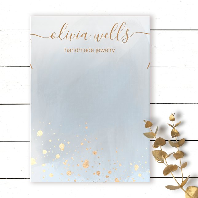 Gold Splatter Grey Watercolor Necklace Bracelet  Business Card (Creator Uploaded)