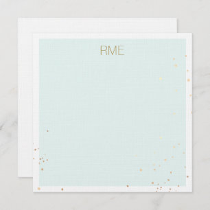 Gold Splatter Monogram Light Blue Note Card