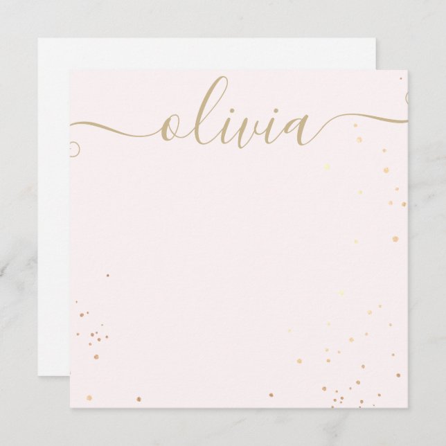 Gold Splatter PInk  Signature Script Note Card (Front/Back)