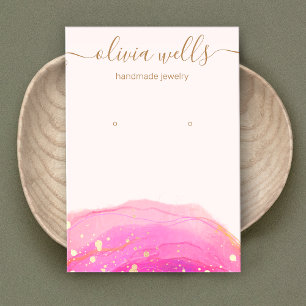 Gold Splatter Pink Watercolor Earring Display    B Business Card