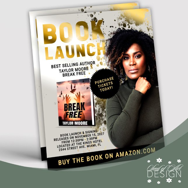 Gold Splatter Professional Book Launch Event  Flyer (Creator Uploaded)
