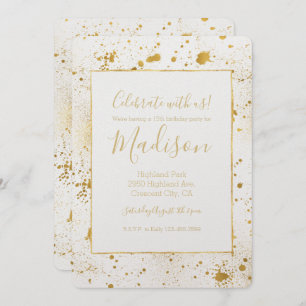 Gold Splatters Invitation