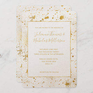 Gold Splatters Wedding Invitation