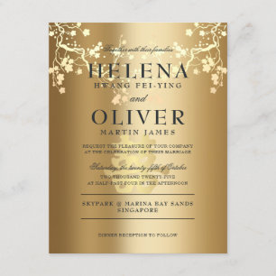Gold Splendour Double Happiness   Chinese Wedding Invitation
