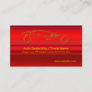 Gold Sports Auto on red metallic-look effect Business Card