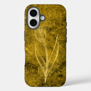 Gold Spots Glitter and Tulip Flower iPhone 16 Case