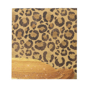 Gold Spots on Metal Glamour Cheetah Skin Notepad