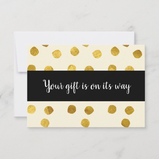 Gold spotted, gift is on its way thank you card (Front)