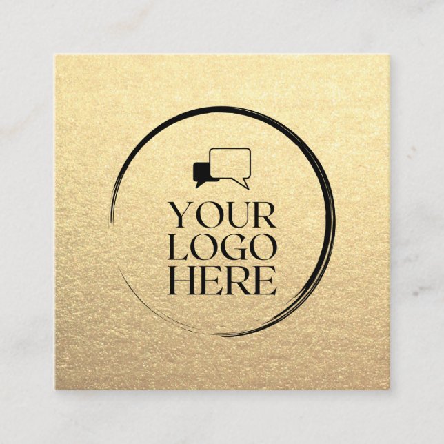 Gold Square add your logo custom chic metallic  Business Card (Front)