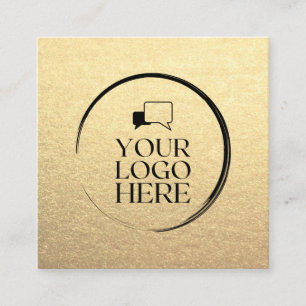 Gold Square add your logo custom chic metallic Square Business Card